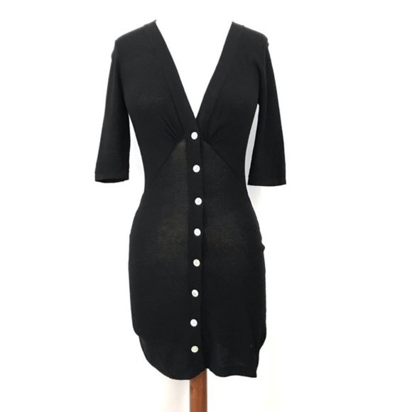 Tracy Reese Button Front Little Black Dress - Picture 1 of 4